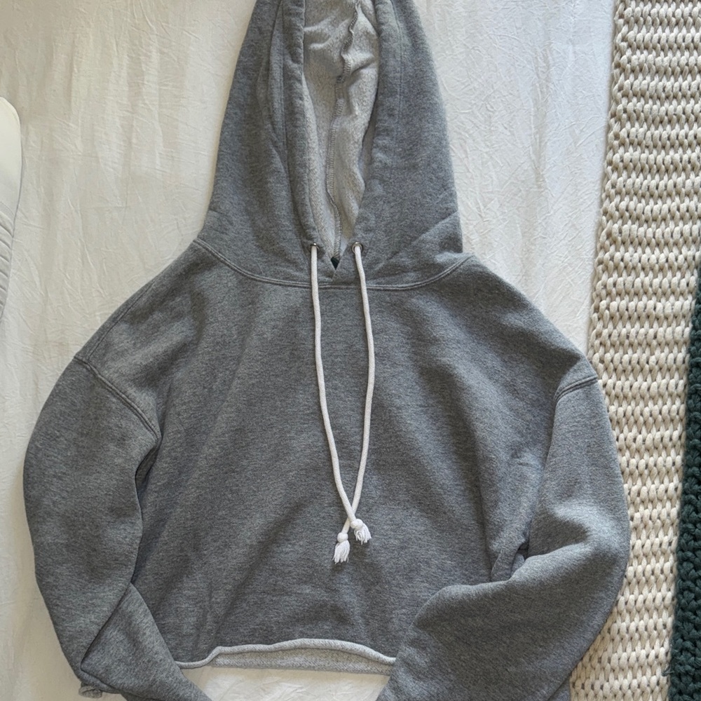 Wild Fable Gray Cropped Hoodie Sweater